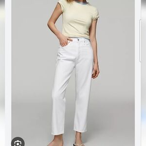 GAP High Rise White Crisp Mom Straight Leg Jean Sz 31